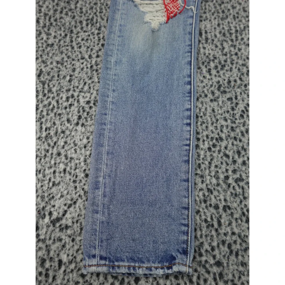 Levi's 505C Distressed Jeans Mens 28x32‎ Light Blue Good Ripped Sashiko Repair